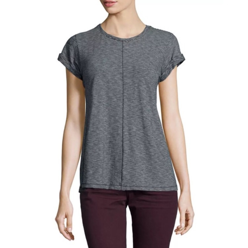 Rag & Bone Striped Folded Sleeve Tee